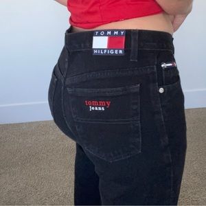 Vintage •6• BIG flag 100% cotton Tommy Hilfiger black jeans